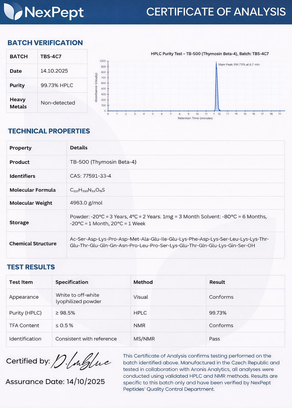 BPC-157 / TB-500  5mg/5mg