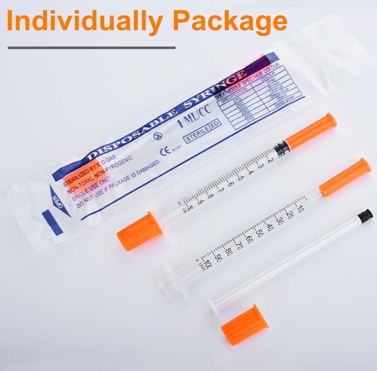 Insulin Syringe 31Ga 1.0 cc/mL-U-100,1/4" 6mm Individually Wrapped 10 PACK